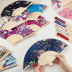 30Pcs 15 Colors Cloth Fan with Flower Pattern Display Decorations&nbsp;AJEW-WA0001-07