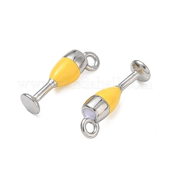 304ステンレススチールエナメルペンダント  ワイングラス型のチャーム  ステンレス鋼色  20.5x6.5x5.5mm  穴：2mm&nbsp;SA-CBA7876-22P
