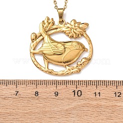 304ステンレススチール製ペンダントアズキチェーンネックレス（男女兼用）  18KGP本金メッキ  イオンプレーティング（ip）  鳥  17.91インチ（45.5cm）  ペンダント：32.5x32mm&nbsp;NJEW-K308-03E-G