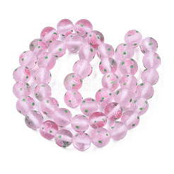 手作りつや消しランプワークビーズ連売り  花の丸  ピンク  11~12mm  穴：1.4mm  約45個/連  19.69インチ（50cm）&nbsp;LAMP-N021-39A