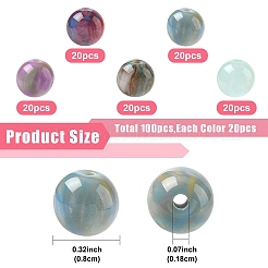 100Pcs 5 Colors Resin Beads&nbsp;RESI-YW0005-50