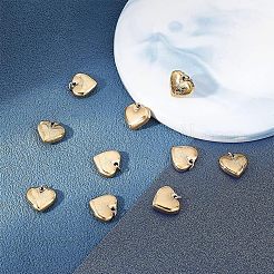 母の日 イオンプレーティング(IP) 304 ステンレススチール チャーム  丸カン付き  ワード「mom」を刻まれるハート  ゴールドカラー  12x11x4mm  穴：3mm  10個/箱&nbsp;STAS-UN0039-85