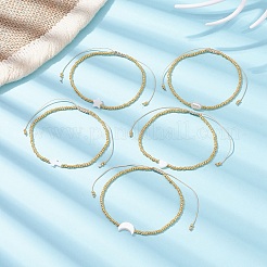 Natural Pearl & Seed Braided Bead Bracelets&nbsp;BJEW-JB09722