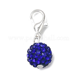 8Pcs Round Polymer Clay Pave Rhinestone Pendant Decorations&nbsp;HJEW-JM04103-01