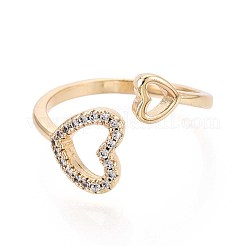 Brass Micro Pave Cubic Zirconia Cuff Rings for Women&nbsp;KK-T071-73G