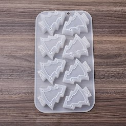クリスマスシリコンモールド  キャンドル型  ジェッソ樹脂鋳造金型  ホワイト  クリスマスツリー  279x157x29.5mm  内径：78x64mm&nbsp;DIY-K073-55B