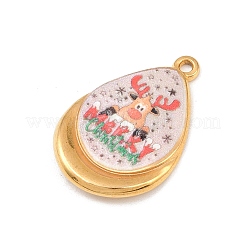 プリントされた304ステンレススチールペンダント  クリスマスチャーム  鹿  28x19x3mm  穴：1.8mm&nbsp;STAS-B116-01A-G02