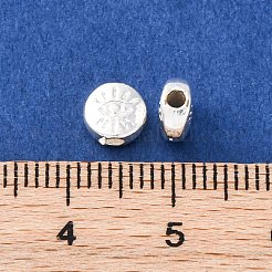 合金ビーズ  長持ちメッキ  ナザールボンジュウ付きフラットラウンド  925銀メッキ  5.5x6x3mm  穴：1.5mm&nbsp;PALLOY-P221-01S
