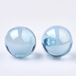透明なアクリルビーズ  UVメッキ＆レインボー  二層ビーズ  片穴ビーズ  ラウンド  空色  15.5x15mm  半分穴：3.5mm&nbsp;TACR-S148-12C