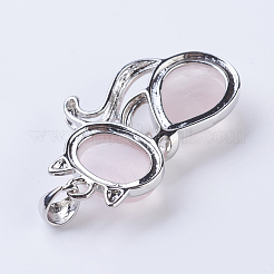 Natural Rose Quartz Kitten Pendants&nbsp;X-G-P352-B07