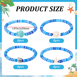 16Pcs 4 Style Handmade Polymer Clay Bead Bracelets&nbsp;BJEW-DR00020