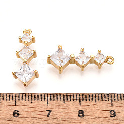 真鍮製マイクロパヴェキュービックジルコニアペンダント  長持ちメッキ  ニッケルフリー  18KGP本金メッキ  菱形  21.5~22x8~8.5x4.5mm  穴：1mm&nbsp;KK-N261-118A-G