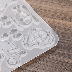 ペンダントシリコンモールド  イヤリング型  ジェッソ樹脂鋳造金型  混合図形  ホワイト  115x118x4mm&nbsp;LS-AJEW-S041-04B