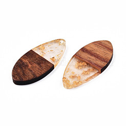 Transparent Resin & Walnut Wood Pendants&nbsp;RESI-N025-032-A01