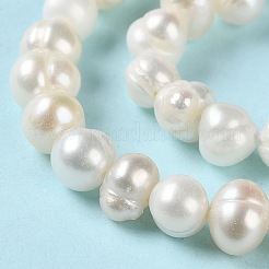 天然養殖淡水パールビーズ連売り  ポテト  グレードA  パパイヤホイップ  5~6.5x4~5mm  穴：0.6mm  約70個/連  13.58~13.78インチ（34.5~35cm）&nbsp;PEAR-E018-58