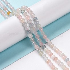 天然石モルガナイトビーズ連売り  ラウンド  4mm  穴：0.8mm  約90~100個/連  15.5インチ&nbsp;G-P213-18-4mm