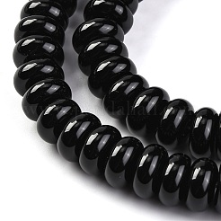 天然黒瑪瑙（染色・加熱）ビーズ連売り  ロンデル  12.5x6mm  穴：1mm  約62個/連  14.96''（38センチメートル）&nbsp;G-G177-F01-02