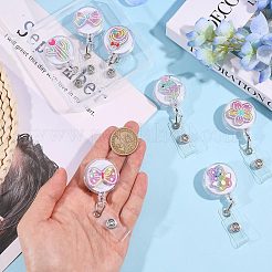 アクリルバッジリール7個  ABSプラスチック製の引き込み式バッジホルダー付き  グリッターパウダー付き  ミックスカラー  115mm&nbsp;HJEW-PH02551