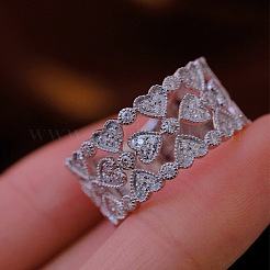 Brass Micro Pave Cubic Zirconia Finger Rings for Women&nbsp;WGB475B-01