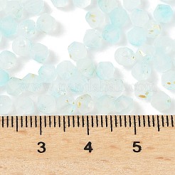 艶消しガラスビーズ  双円錐形  金箔  多面カット  ライトシアン  4.5x3.5mm  穴：1mm  14285個/ 1000g&nbsp;FGLA-D300-01B