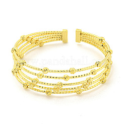 Rack Plating Brass Multi-Strand Round Ball Open Cuff Bangles for Women&nbsp;BJEW-P322-02G