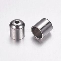 変色しにくい316サージカルステンレススチールコードエンド  エンドキャップ  コラム  ステンレス鋼色  7x6mm  穴：1mm  5mm内径&nbsp;STAS-F117-55P-5mm