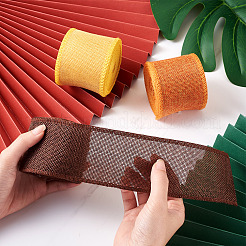 3ロール3色のポリエステルイミテーションリネンラッピングリボン  有線チェック柄リボン  工芸品の装飾用  花弓クラフト  ミックスカラー  2-3/8インチ（60mm）  5 m /ロール  1ロール/カラー&nbsp;OCOR-YS0001-02B