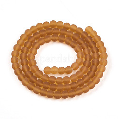 透明ガラスビーズ連売り  ラウンド  艶消し  砂茶色  4~4.5mm  穴：0.9mm  約105~106個/連  14.96~15.16''（38~38.5センチメートル）&nbsp;GLAA-T032-T4mm-MD23