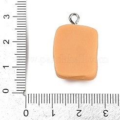 不透明樹脂ペンダント  模倣食品  マンゴークリスプ  プラチナメッキ鉄ループ付き  桃パフ  25.5x16.5x12mm  穴：2mm&nbsp;RESI-S016-01G