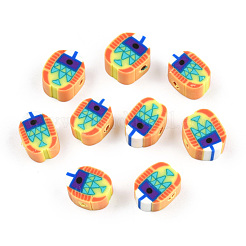 手作り樹脂粘土ビーズ  オーバル  オレンジ  9~10x6.5~9x4~5mm  穴：1.5mm&nbsp;CLAY-T019-17