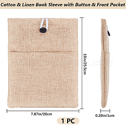 Cotton & Linen Book Sleeve with Button & Front Pocket&nbsp;ABAG-WH20005-14B-02