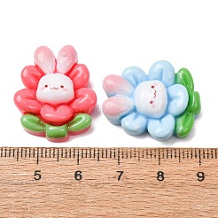 オペーク樹脂カボション  ウサギの花  ミックスカラー  25x20x8mm&nbsp;RE-CBA0EC6-06