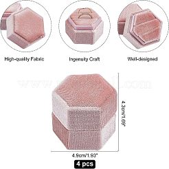 ベルベットのリングボックス  六角  ピンク  1-3/4x1-7/8x1-3/4インチ（4.3x4.9x4.3cm）&nbsp;VBOX-NB0001-03A