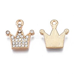 合金ペンダント  クリスタルラインストーン付き  カドミウムフリー＆ニッケルフリー＆鉛フリー  クラウンチャーム  ライトゴールド  17.5x16x3.5mm  穴：1.6mm&nbsp;PALLOY-S132-325
