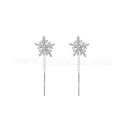 Snowflake 999 Sterling Silver Micro Pave Clear Cubic Zirconia Ear Thread&nbsp;FS-WG73423-02