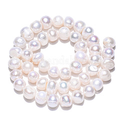 天然養殖淡水パールビーズ連売り  ポテト  乳白色  6~11.5x7~9mm  穴：0.6mm  約46~47個/連  13.58~13.78インチ（34.5~35cm）&nbsp;X1-PEAR-N013-08G