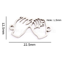 ステンレススチールリンク  手を繋いでいる形  ステンレス鋼色  12.5x22.5x0.8mm  穴：1.5mm&nbsp;STAS-WH0017-08P