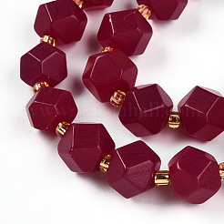 Lab Grown Red Corundum Beads Strands&nbsp;G-T140-10-01