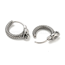 316サージカルステンレスフープピアス  アンティークシルバー  ヘビ  14.5x5.5mm&nbsp;EJEW-D096-13F-AS