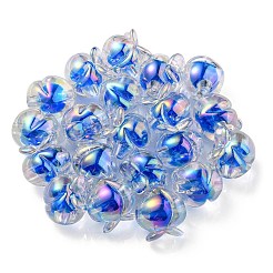 UVメッキレインボー虹色アクリルビーズ  ツートンカラーの二層ビーズ  桃  藤紫色  18x17.5x16mm  穴：3.5mm&nbsp;OACR-F004-02C