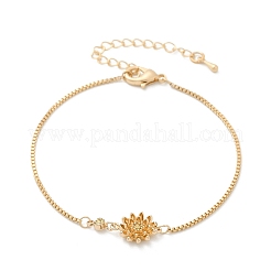 Brass Micro Pave Cubic Zirconia Birthday Flower Link Bracelets&nbsp;BJEW-U031-01G-11