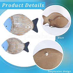 木製の壁の装飾  家の装飾用  魚  キャメル  120~149x200~235x23.5~25.5mm&nbsp;AJEW-WH20121-10A