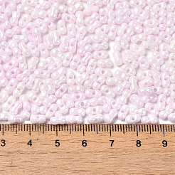 不透明色光沢ガラスシードビーズ  ピーナッツ  パールピンク  6x3.5x3mm  穴：1mm  約161個/10g&nbsp;X1-SEED-B001-01A-03