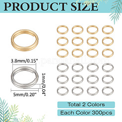 600Pcs 2 Colors 304 Stainless Steel Split Rings&nbsp;STAS-ME0002-58