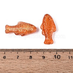 ベーキングペイント透明ガラスビーズ  魚  ゴールドライン入り  ダークオレンジ  24.5~25x12~12.5x6~7mm  穴：1~1.2mm&nbsp;DGLA-N018-22E