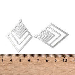 真鍮チャーム  カドミウムフリー＆ニッケルフリー＆鉛フリー  菱形  プラチナメッキ  40x29.5x0.7mm  穴：1.4mm&nbsp;KK-P257-02P