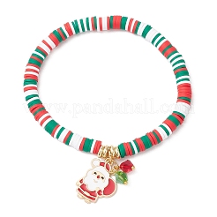 4Pcs Christmas Theme Handmade Polymer Clay Beads Stretch Bracelet Sets&nbsp;BJEW-JB12111