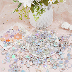 レーザー紙吹雪  パーティーの装飾用  ダイヤモンドと星  カラフル  15~30x15~20x0.3mm  300個/セット&nbsp;DIY-WH0888-482