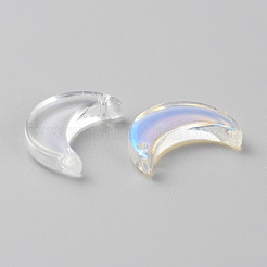 10個透明ガラスペンダント  三日月チャーム  クリアAB  16x11x3mm  穴：1mm&nbsp;GLAA-WH0033-80A