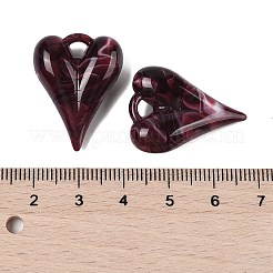 アクリルパーツ  ハート  ココナッツブラウン  27x20.5x8.5mm  穴：3x3mm&nbsp;LS-OACR-M025-01G